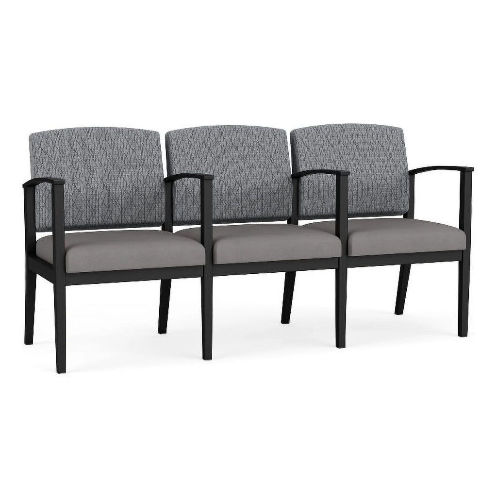 Black & Gray 3 Seat Steel Reception Seating E7251