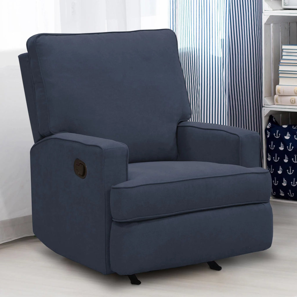 Navy Chenille Rocker Recliner Chair Q5835