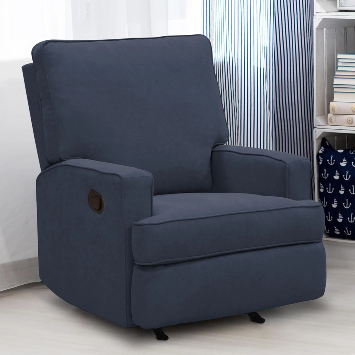 Navy Chenille Rocker Recliner Chair Q5835