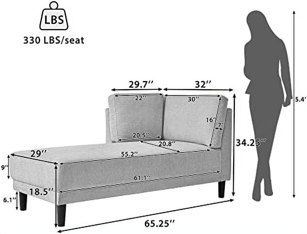 Black Velvet Chaise Lounge Chair with Solid Wood Legs C697498
