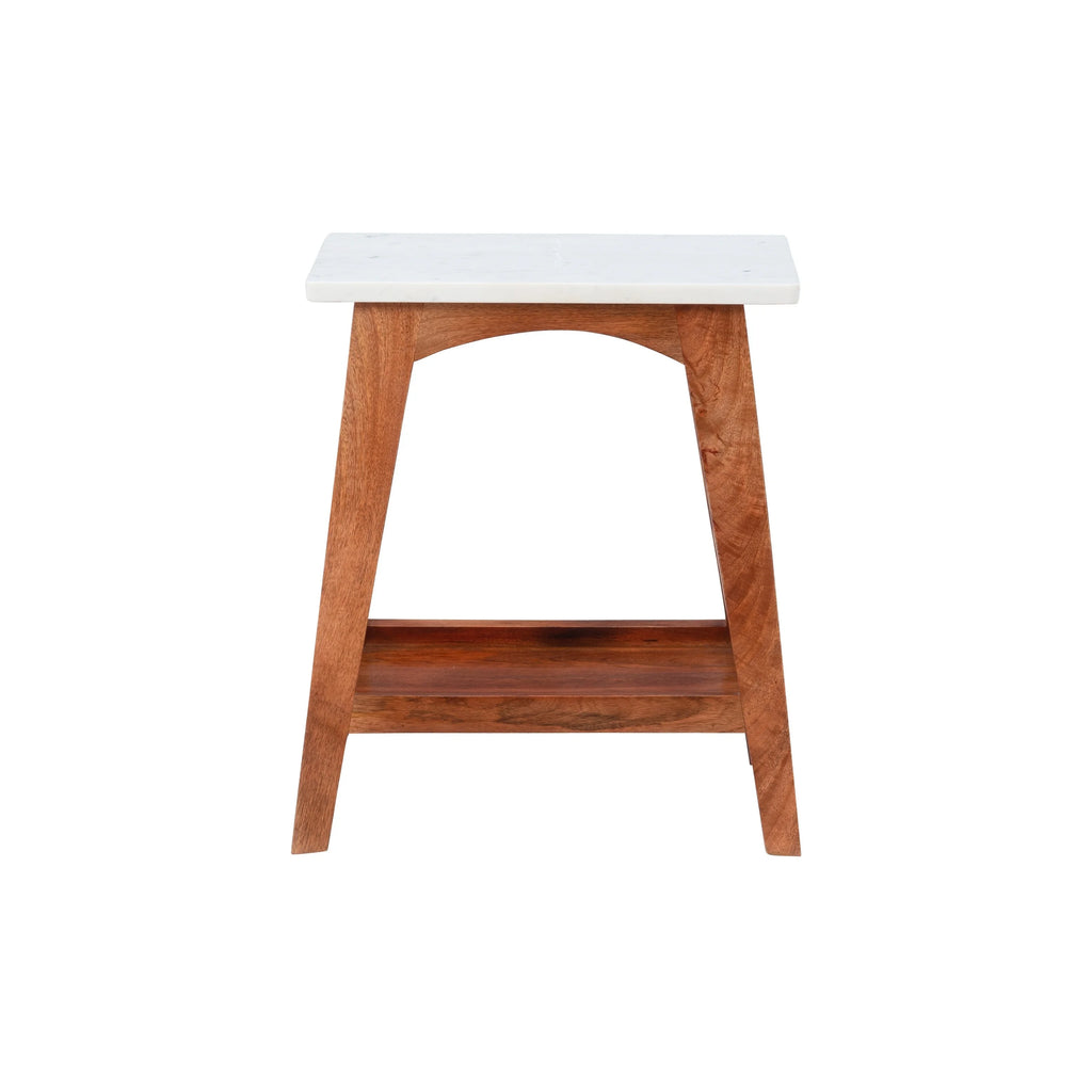 Black Marble and Wood Side Table T559