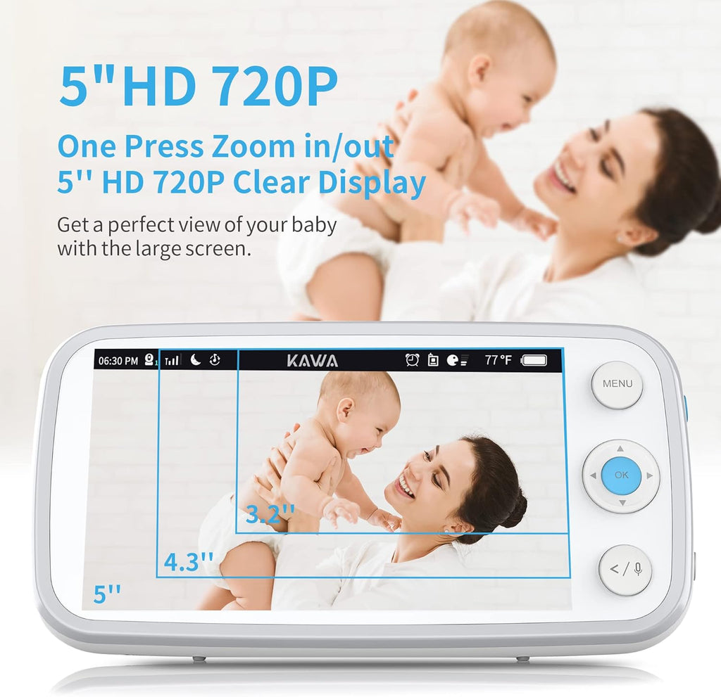 Baby Monitor with Camera and Audio, 720P HD Display, Night Vision, 2-Way Audio M7401