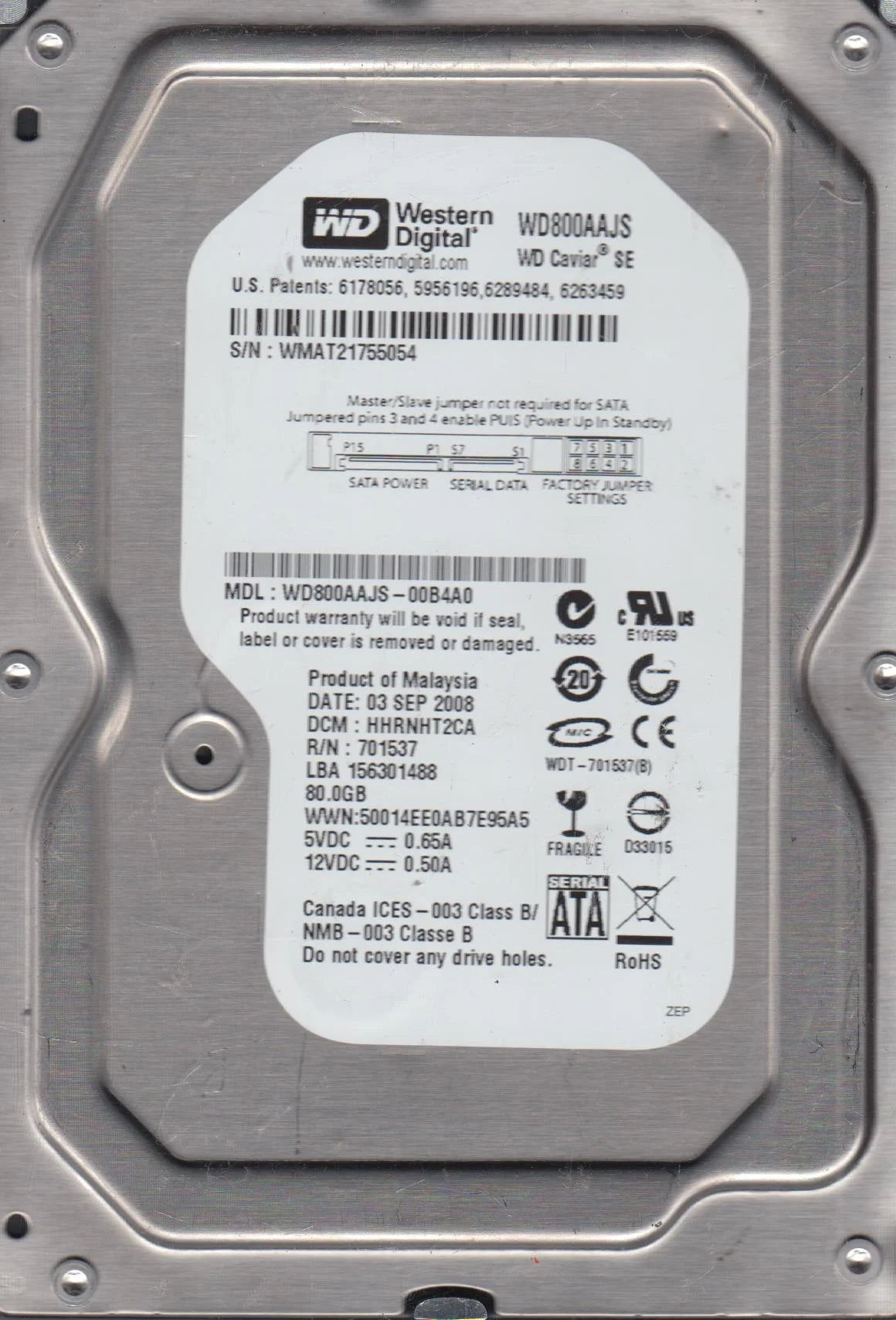 80GB SATA 3.5 Hard Drive S412955