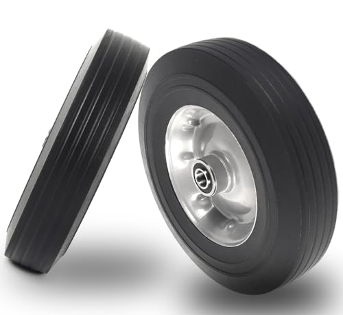 10-Inch Solid Rubber Tire Wheels Replacement 4.10/3.50-4" Flat Free Tire for Hand Truck (2-Pack) T4479