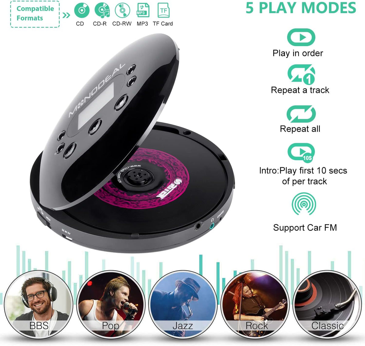 Portable CD Player with FM Transmitter E834383