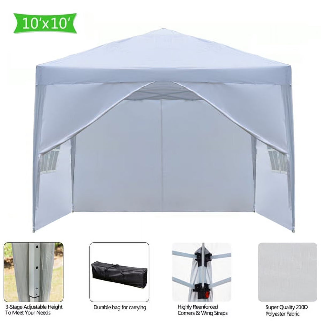 3 x 3m Two Doors Two Windows Waterproof Folding Tent White D835