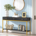 Black Gold Console Table with Drawers and Storage Shelves K614244