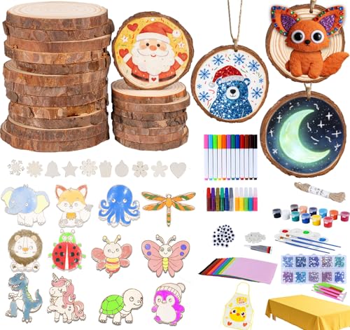 Unfinished Wooden Ornaments 30 Pcs N80975