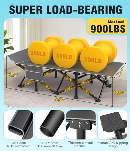 Black Folding Camping Cot with Carry Bag B9712