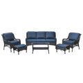 6-Piece Rattan Outdoor Conversation Set Navy Blue Metal Z6786