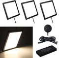 Under Cabinet Panel Lighting 3PCS 3.94inch 12V 2.5W with Wired Hand Wave Switch, Surface Mount Puck Light, Round Black, Pack of 2 C32597