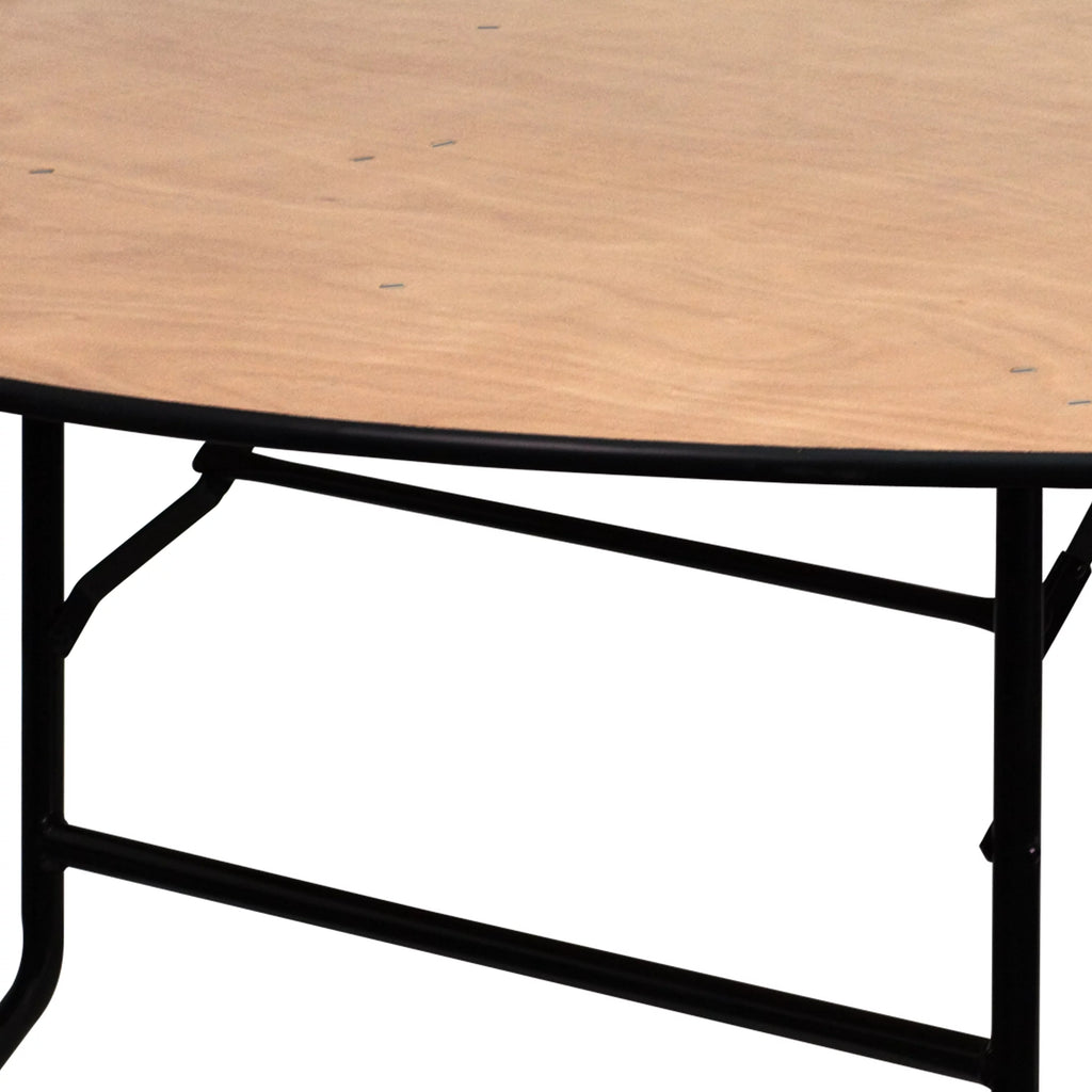 6-Foot Round Wood Folding Banquet Table V796861