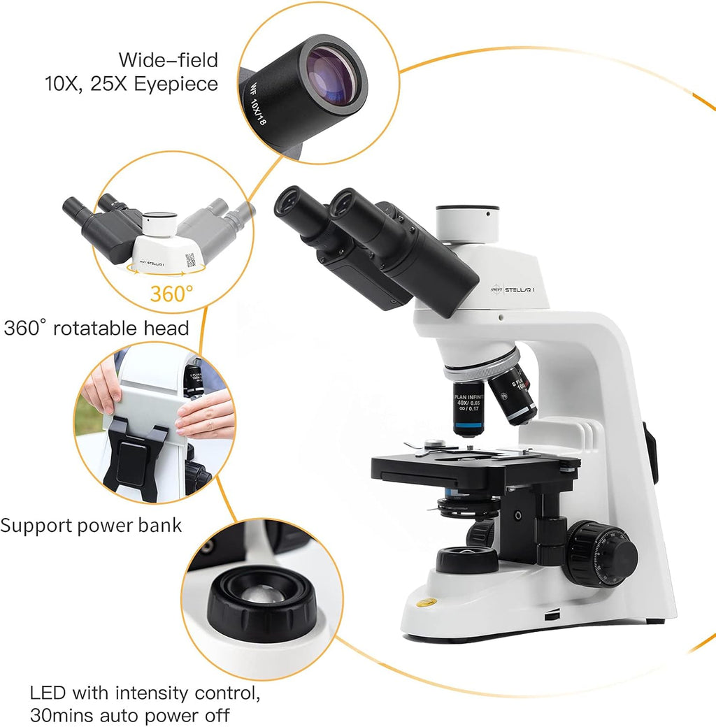 Compound Microscope 40X-2500X Magnification Trinocular G76275