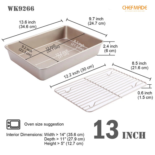 13-Inch Non-Stick Rectangular Roasting Pan with Cooling Rack A7035