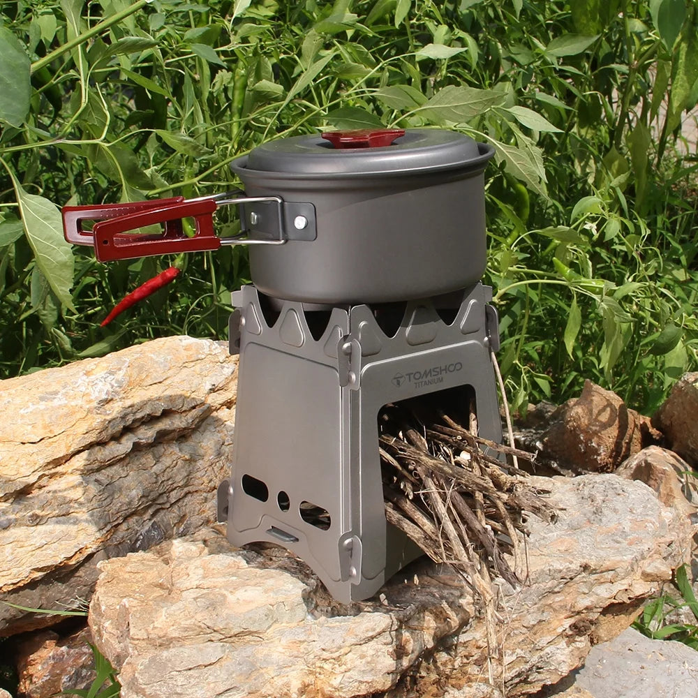 Portable Titanium Wood Camping Stove Q385