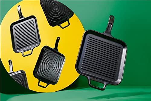 12 Inch Seasoned Cast Iron Grill Pan with Loop Handles R3415
