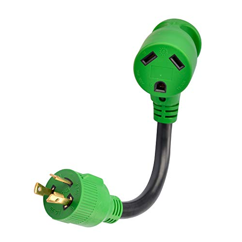 3 Prong 12 Inch 30 Amp to 30 Amp RV Generator Adapter Cord, STW 10/3, L5-30P to TT-30R P1412