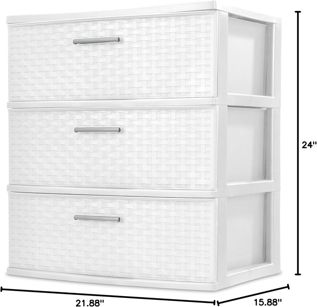 White 3-Drawer Wide Weave Tower S2356