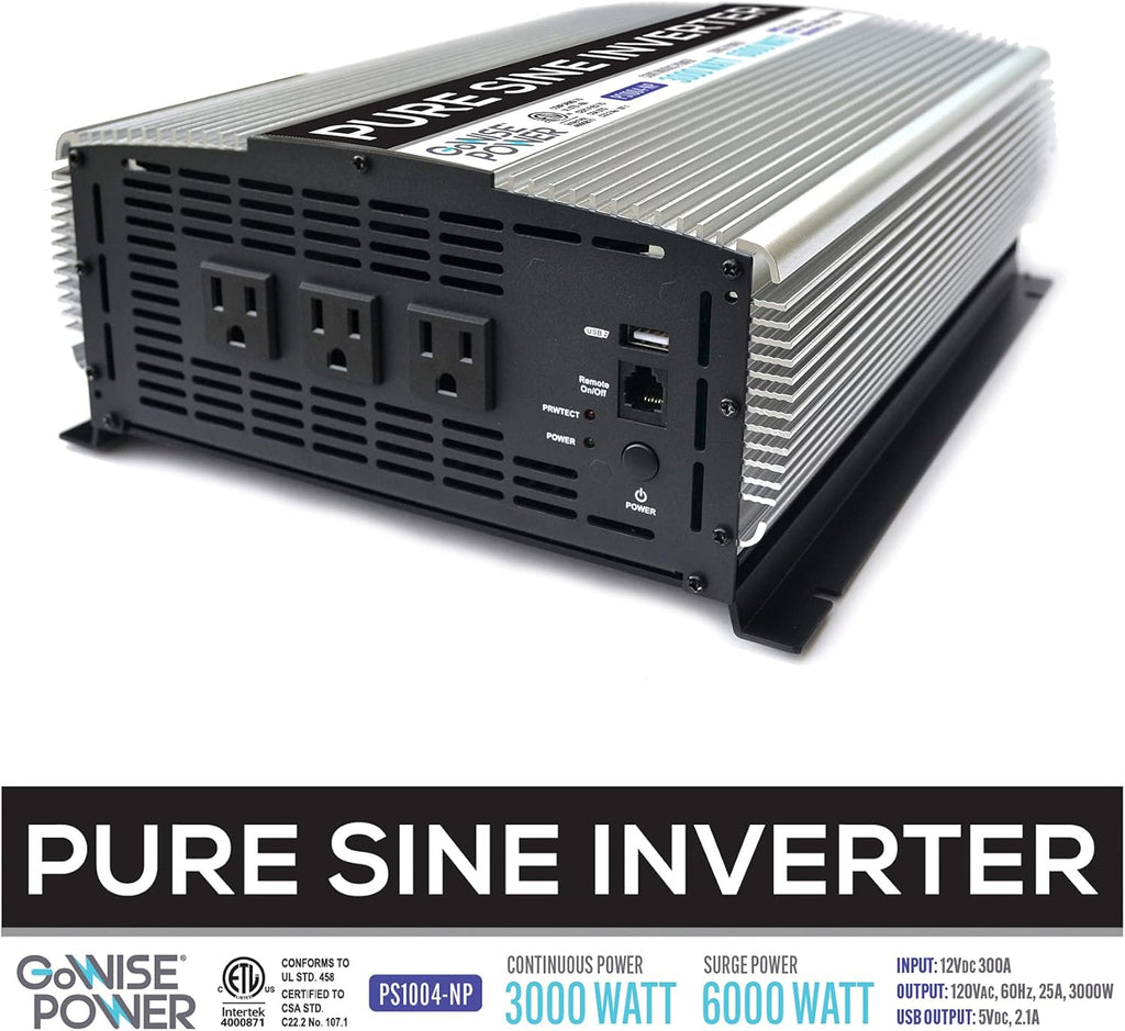 3000W Continuous 6000W Surge Peak Pure Sine Wave Inverter with Starter Cables and 4 Output Sockets X726