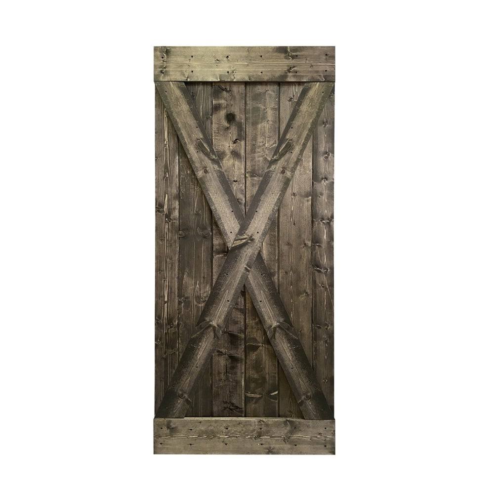 Solid Cherry Red Stained Pine Wood Interior Sliding Barn Door Slab J4861