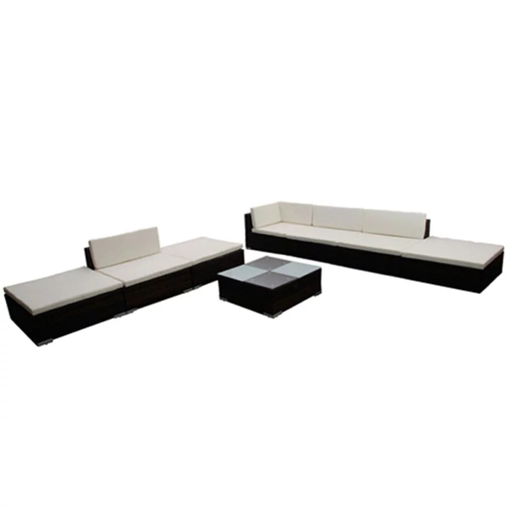 8 Piece Poly Rattan Patio Lounge Set with Cushions I40315