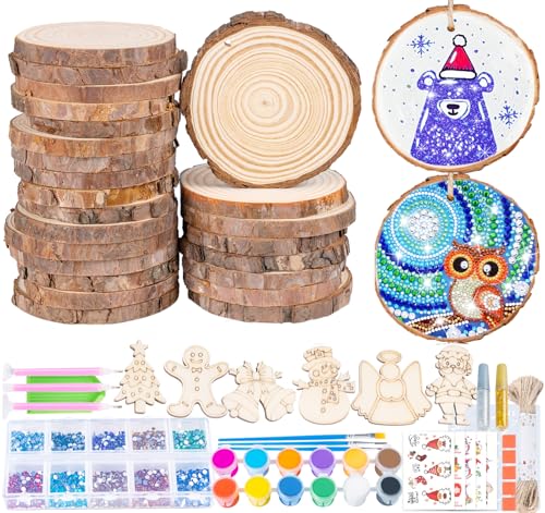 Unfinished Wooden Ornaments 30 Pcs N80975