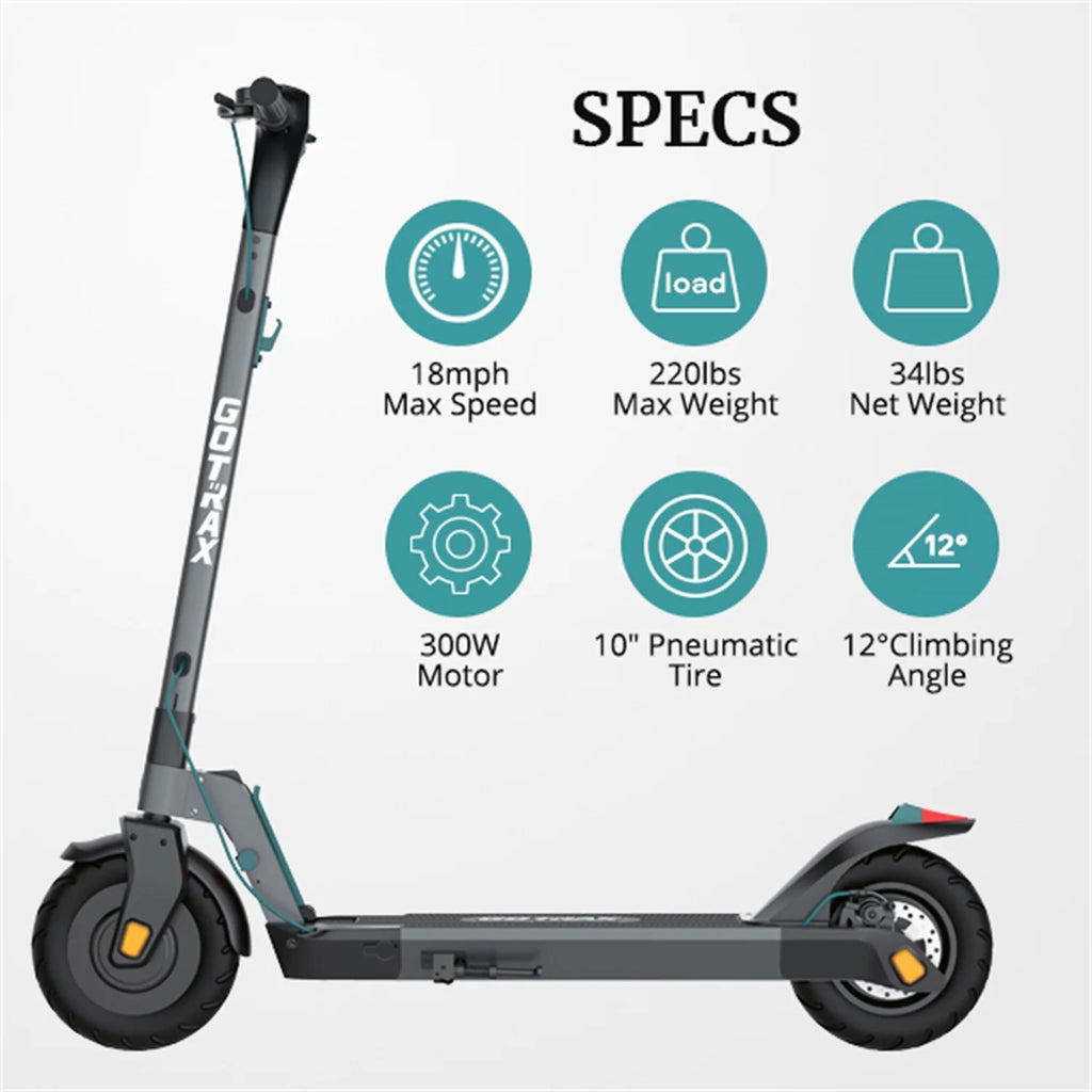 Gray 300W 10" Tire Foldable Electric Scooter Z748