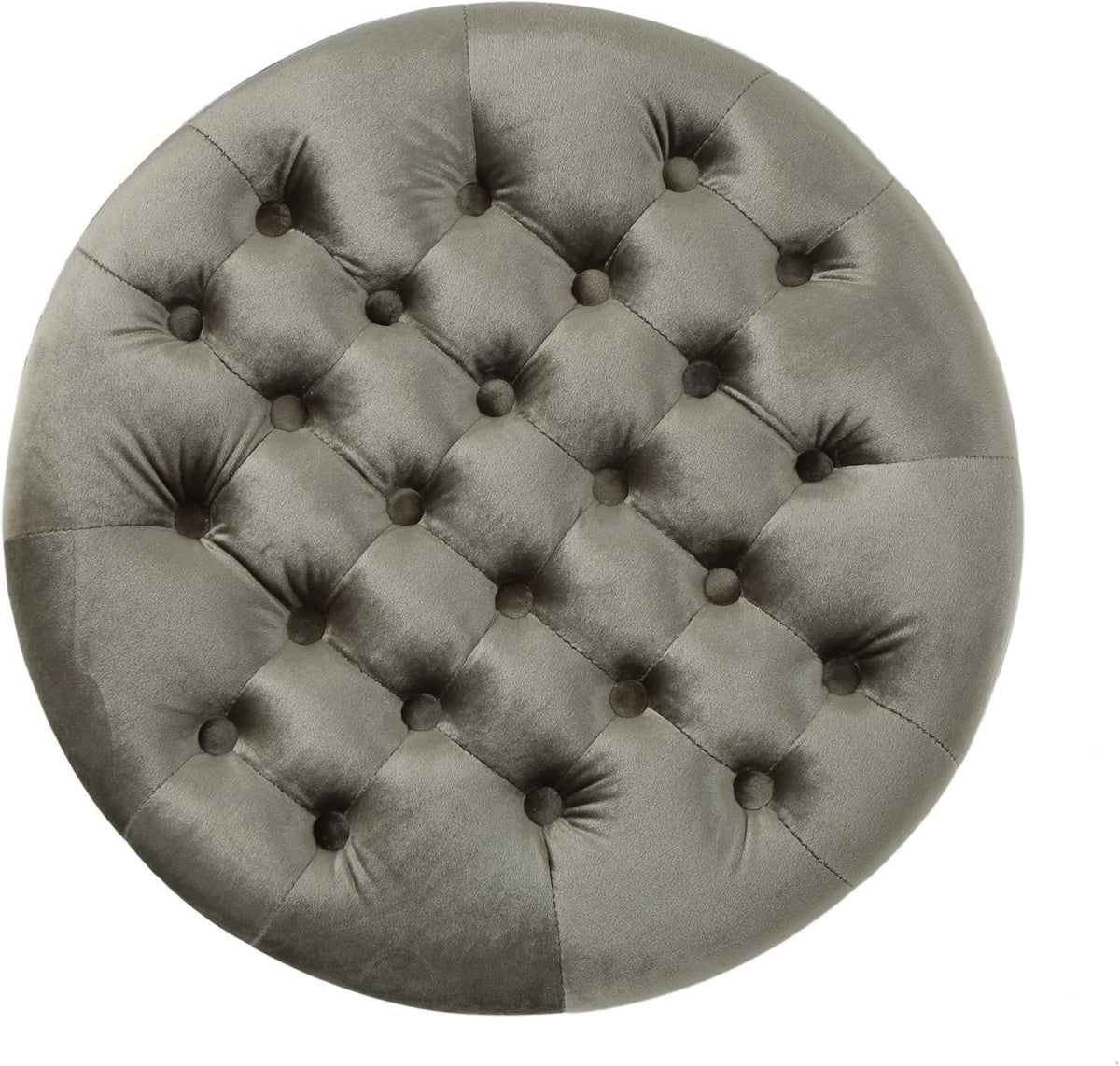 Grey Velvet Tufted Ottoman F92600