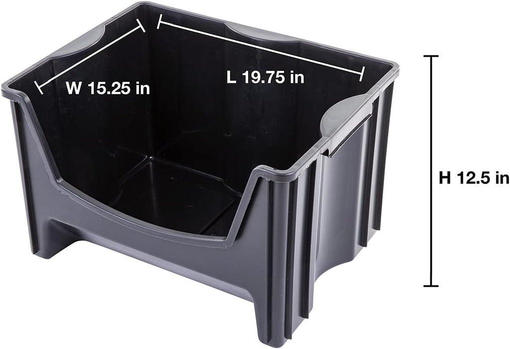 Black Pack of 3 Stackable Storage Bins J3235