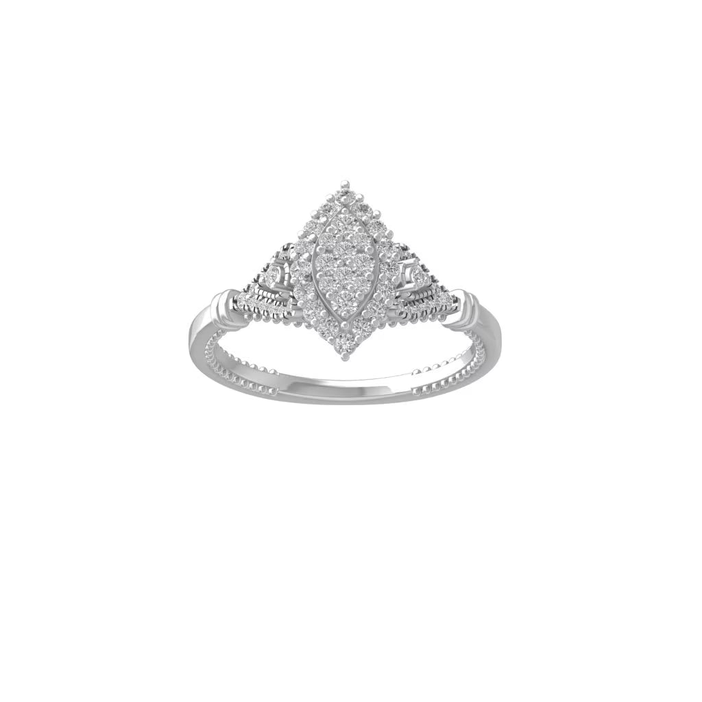 Sterling Silver Diamond Composite Cluster Engagement Ring Size 7.5 W531