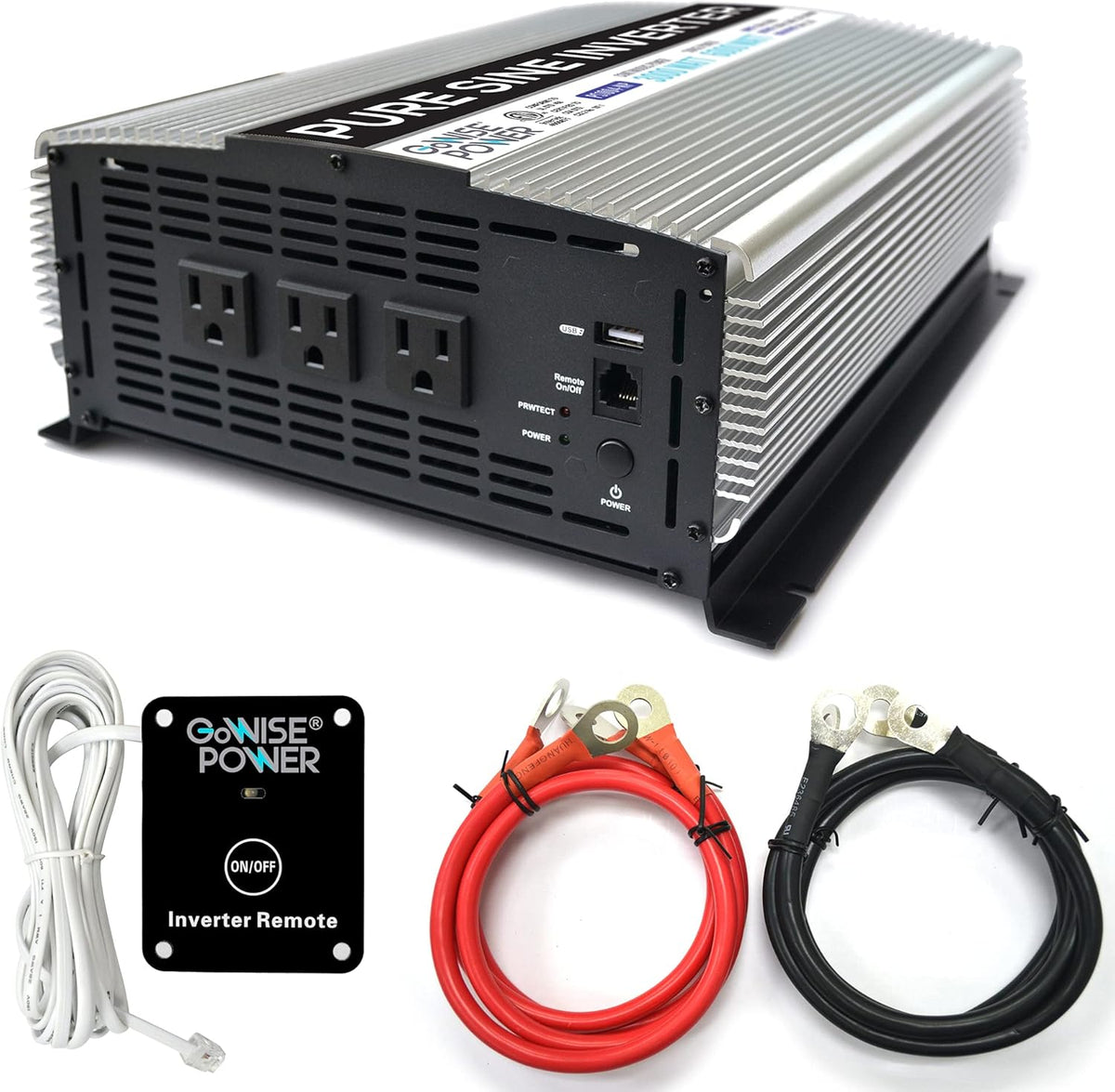 3000W Continuous 6000W Surge Peak Pure Sine Wave Inverter with Starter Cables and 4 Output Sockets X726