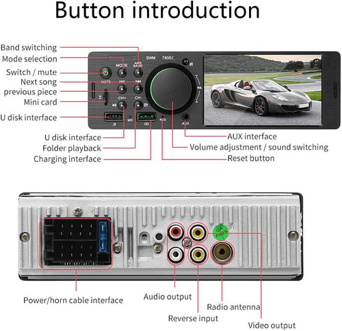 1 Din Car Radio 4.1 Inch Touch Screen Bluetooth Dual USB AUX SD D583