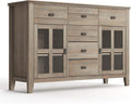 Solid Pine Wood Sideboard Buffet Credenza in Russet Brown with 2 Doors, 6 Drawers and 2 Cabinets K74678