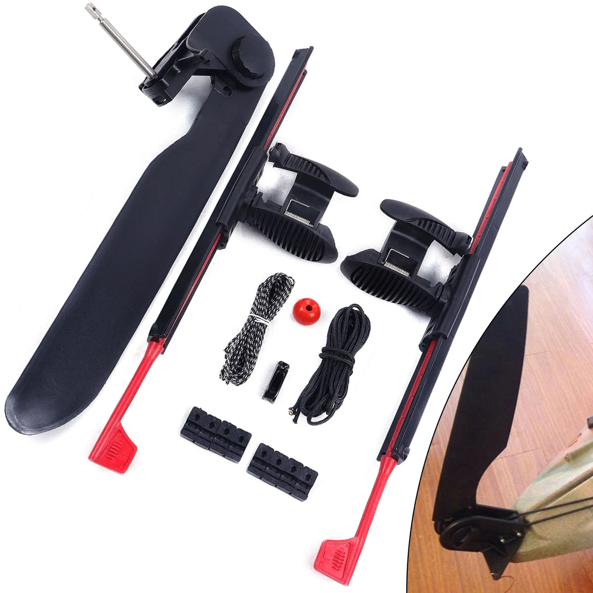 2Pcs Adjustable Kayak Foot Braces Pedals with Rudder Foot Control System Z458158