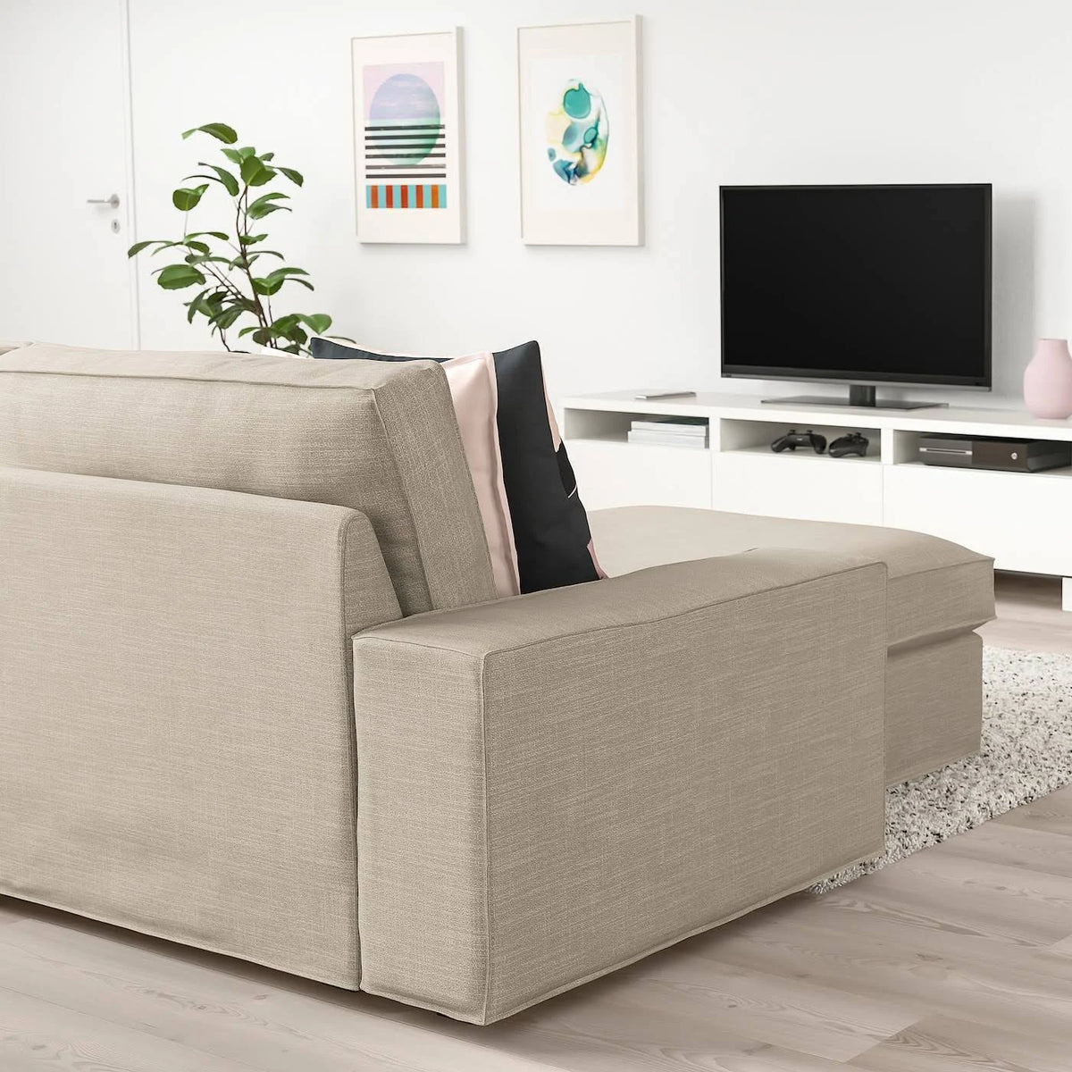 Beige Sofa with Chaise E953