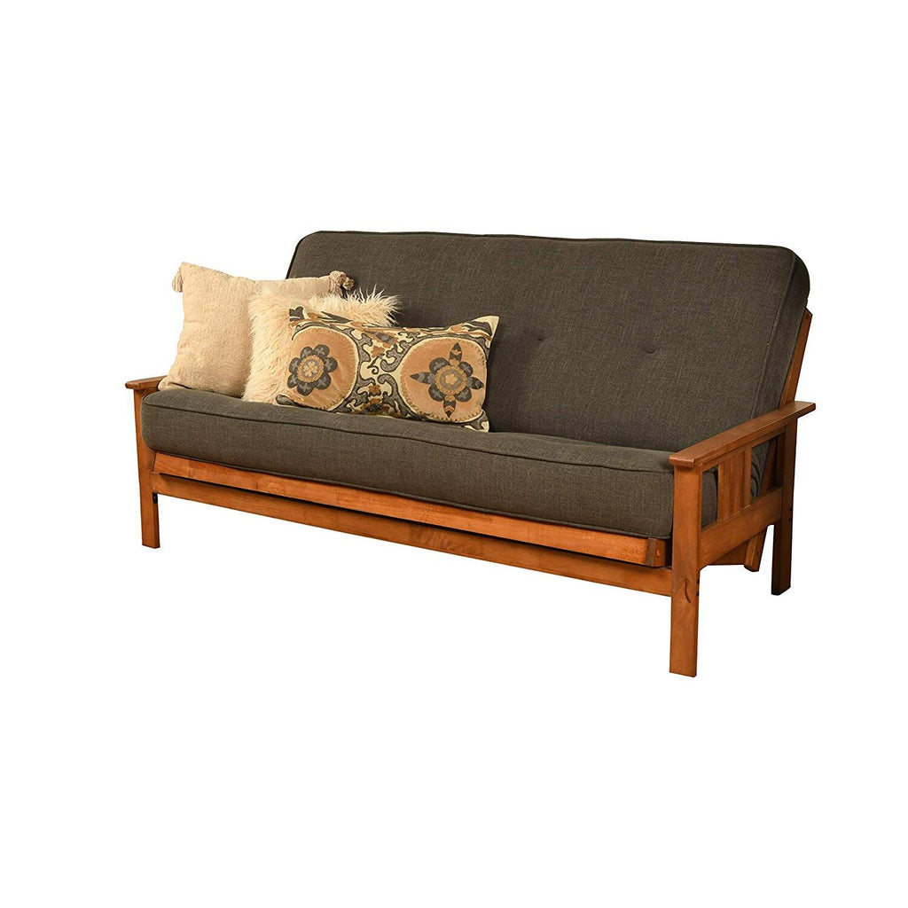 Boldly Bohemian Futon Frame with Linen Charcoal Mattress Z1981