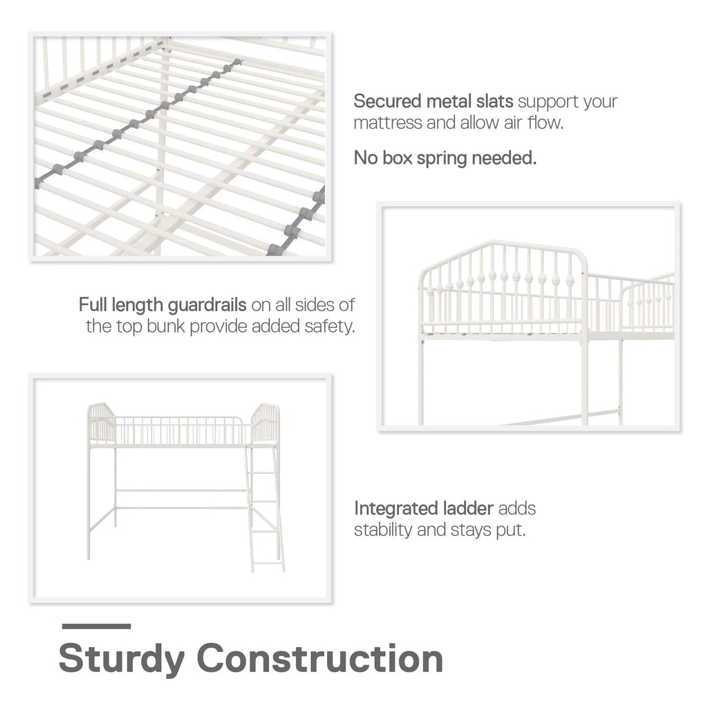 Off White Metal Twin Loft Bed I14541