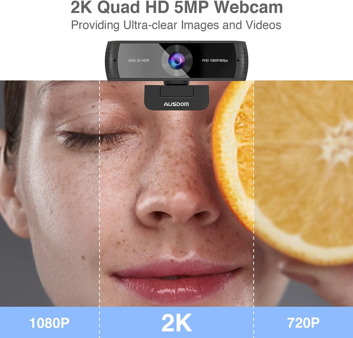 2K QHD AutoFocus Webcam with Dual Noise Cancelling Microphones K159384