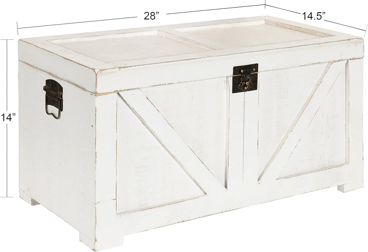 Small Gray Wooden Storage Chest Q566