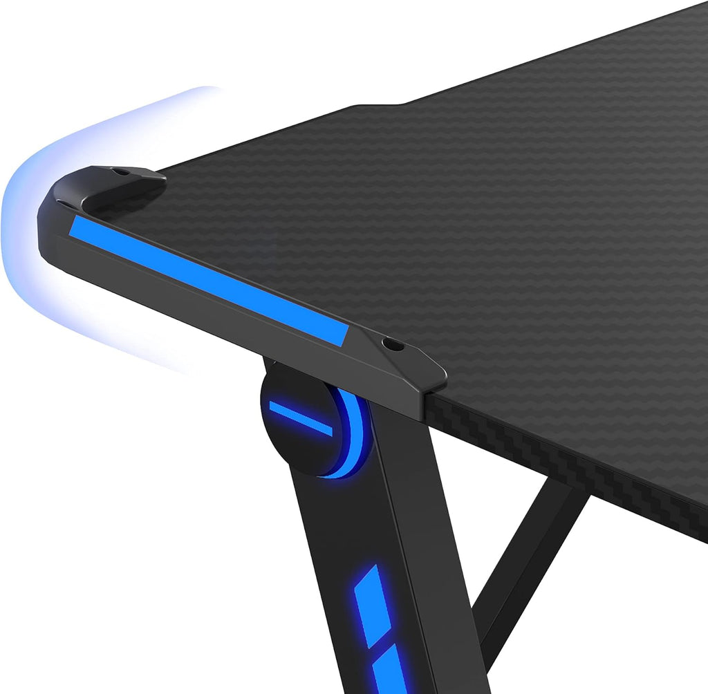47 inch R-Shaped Gaming Desk with RGB Lighting C76812