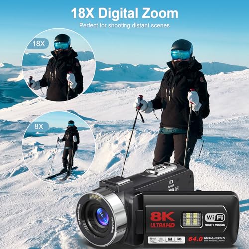 64MP 8K Camcorder with IR Night Vision A7115