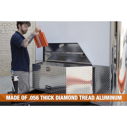 Aluminum Trailer Tongue Box, 18.3 x 16.1 x 33.4 Inch, Silver Diamond Tread Y5132