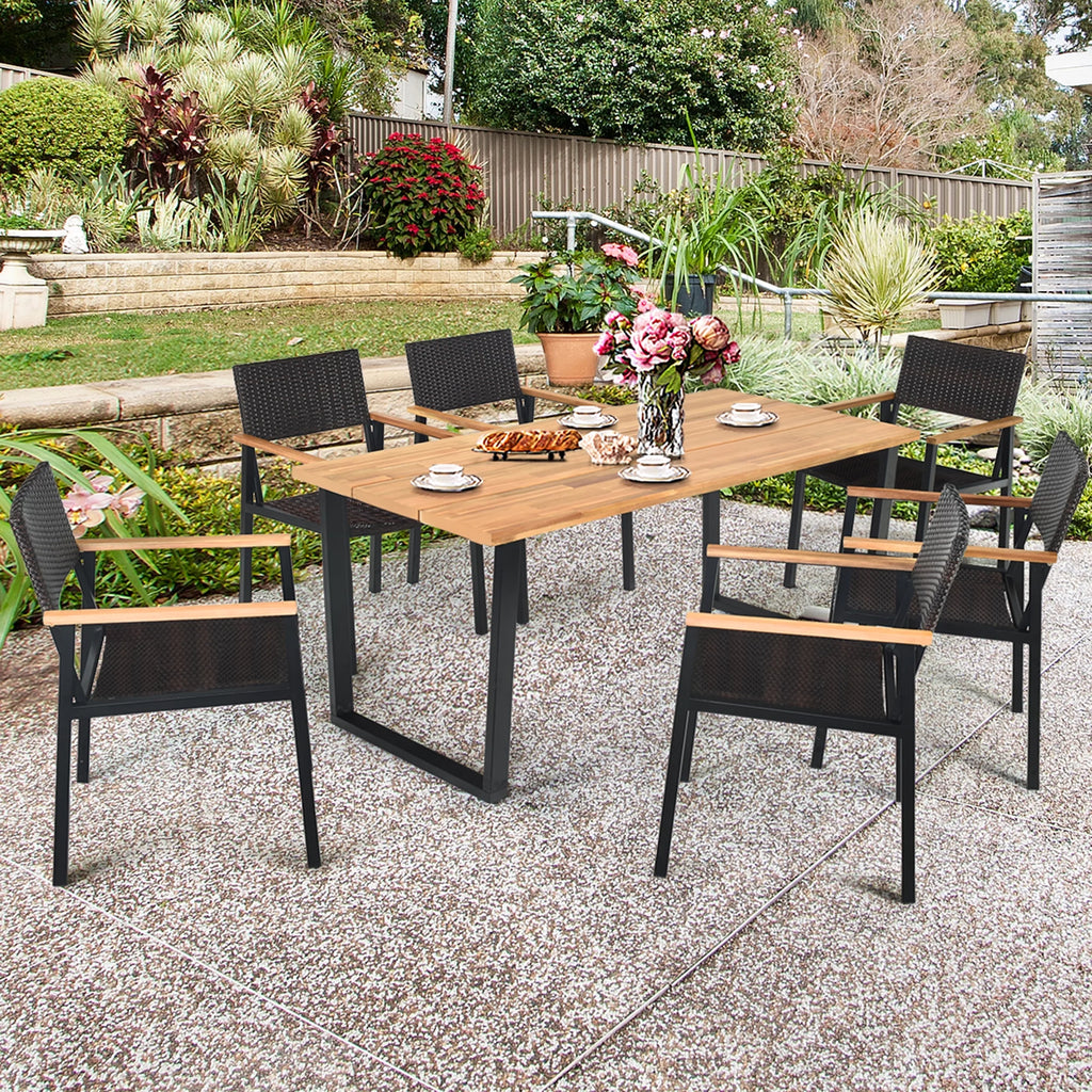 7 Pc Patio Dining Set with Umbrella Hole E25096
