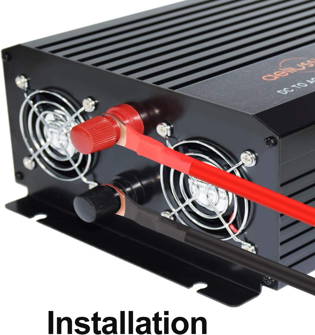 1500 Watt Pure Sine Wave Power Inverter 12V DC to AC 110V 120V with LCD Display Remote Switch N557