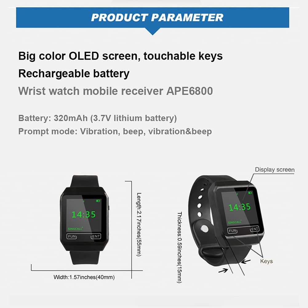 Wireless Caregiver Pager System with 1 Mobile Receiver 2 Call Buttons E5989