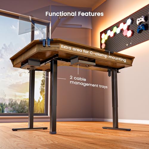 Electric L Shaped Standing Desk, 65'' Height Adjustable Corner Desk with Storage Drawers, Black S93572