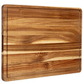 24x18 Inch Acacia Wood Cutting Board with Handle and Juice Groove Q601385