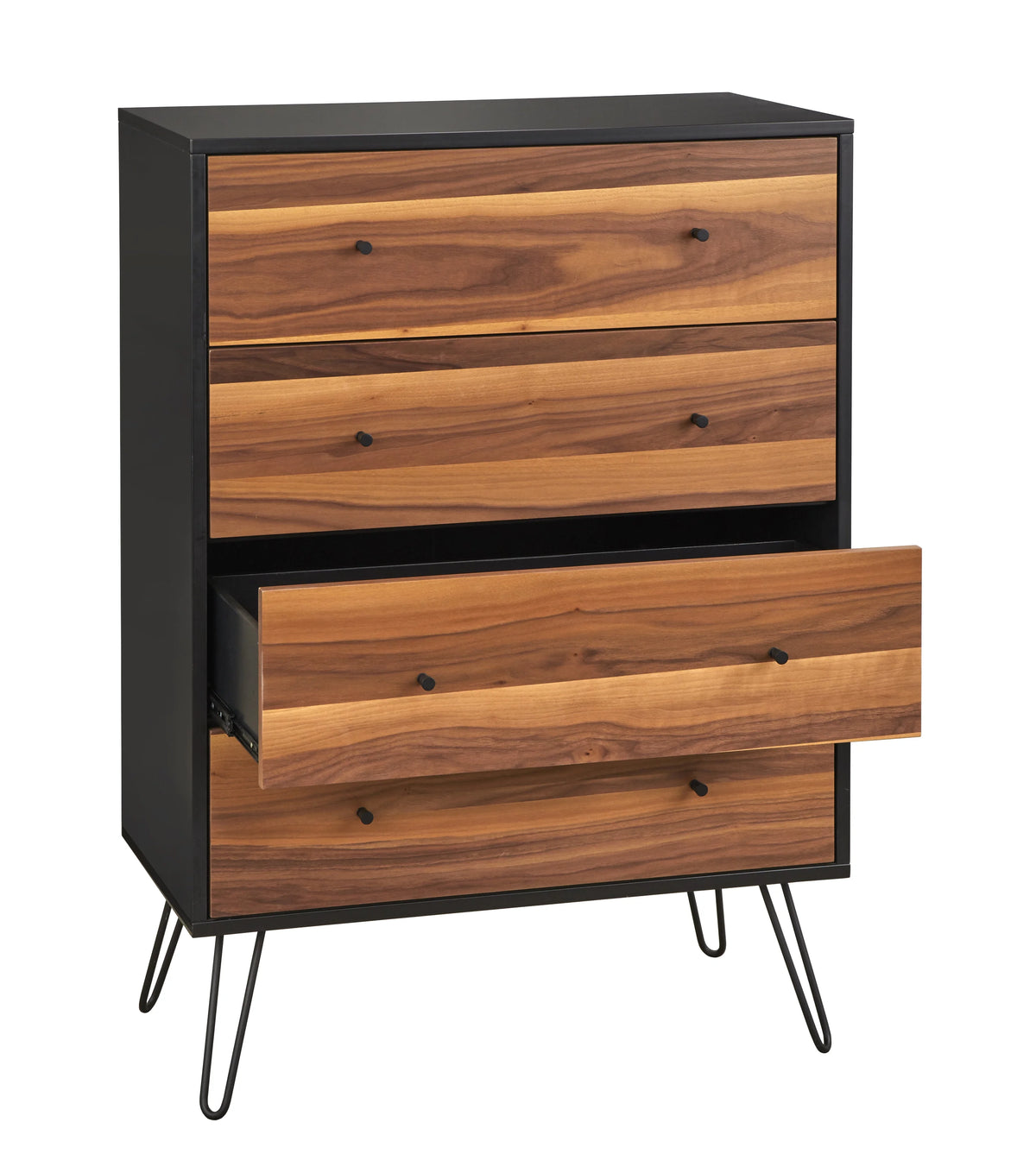 4 Drawer Chest Walnut and Black E173