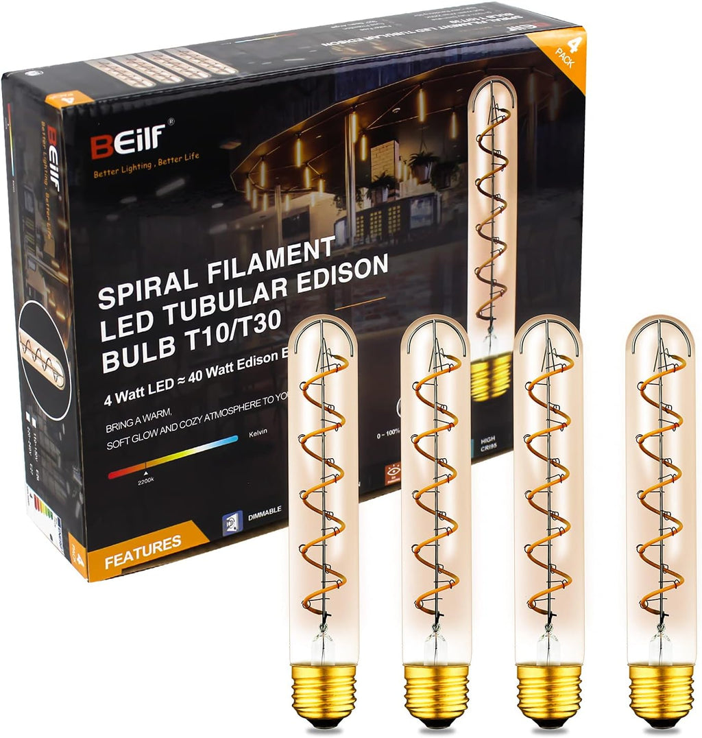12 Pack Dimmable LED Edison Bulbs, E12 Base, 3W, Warm White 2200K, Amber Glass, Candle Bulb H851903
