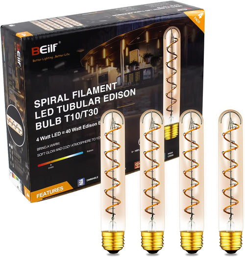 12 Pack Dimmable LED Edison Bulbs, E12 Base, 3W, Warm White 2200K, Amber Glass, Candle Bulb H851903